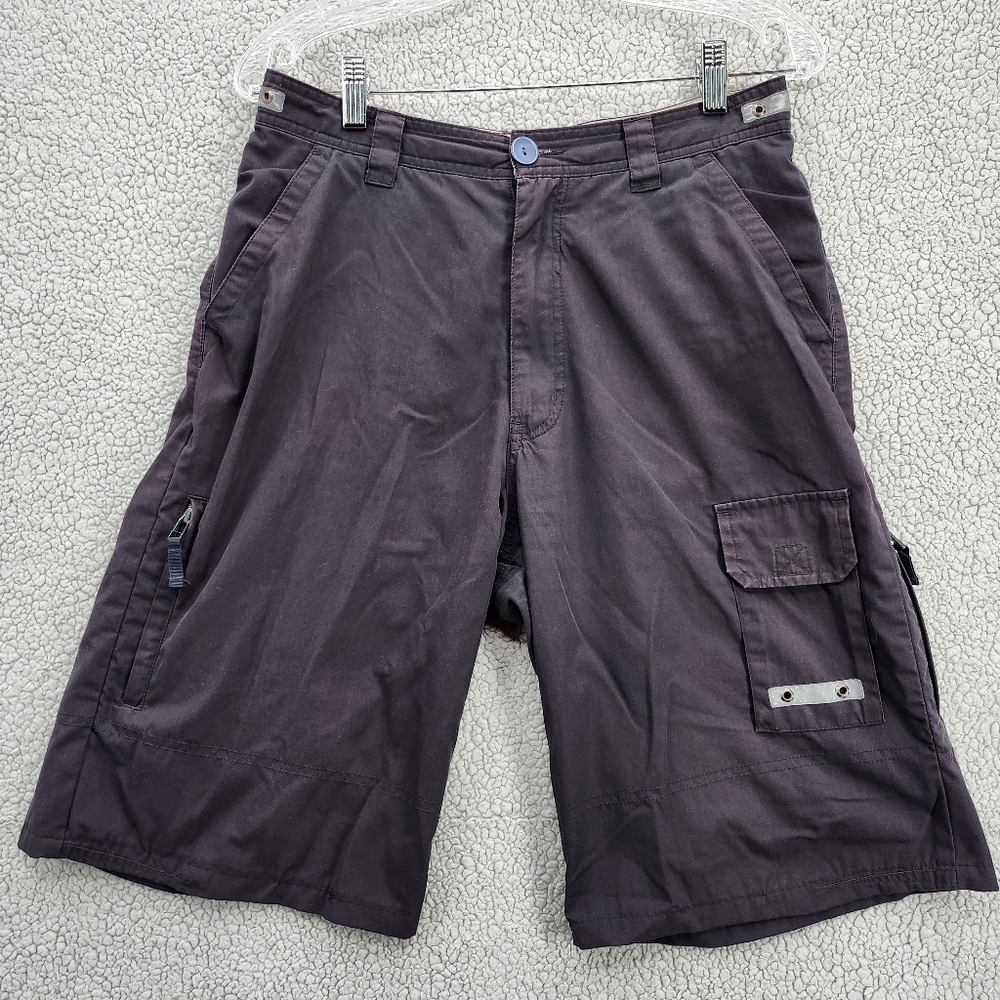 Just Jeans Womens Cargo Shorts Size 30 Dark Navy Blue With Gray Button Zipper